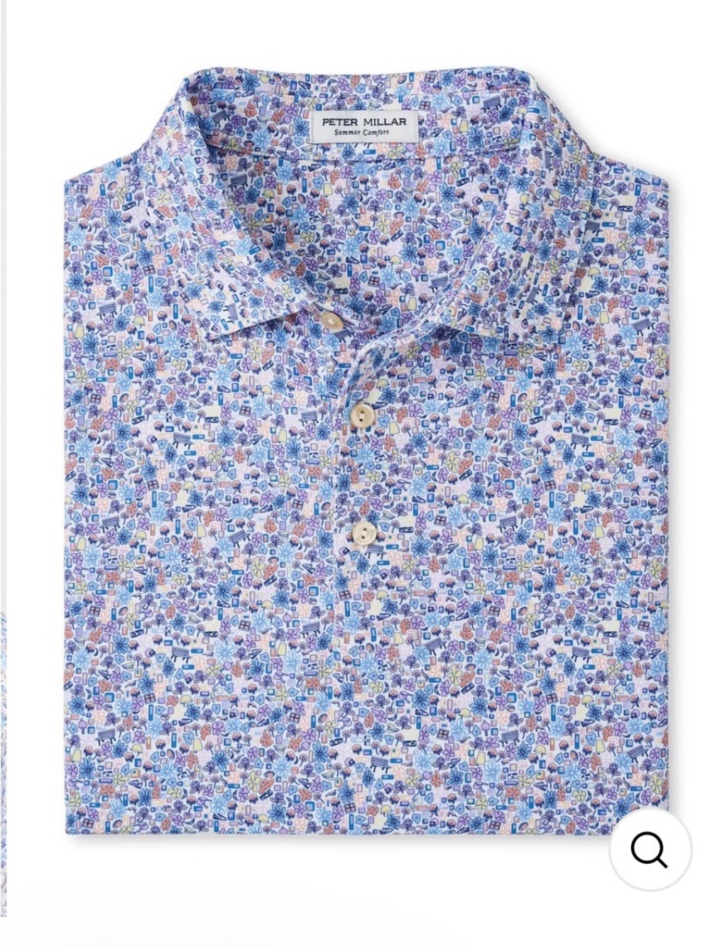 Peter Millar Men's Floral Print Short Sleeve Polo Shirt- Groovy performance
